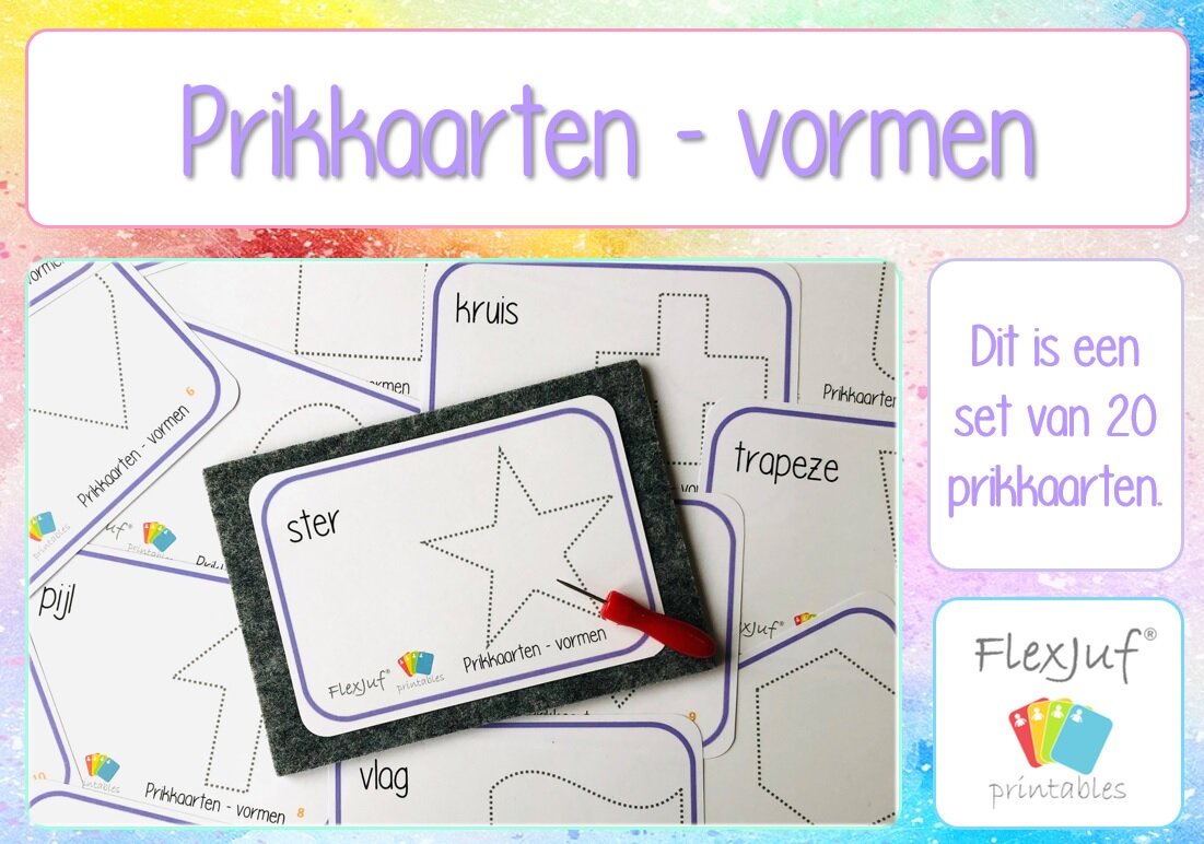 Printable: Prikkaarten - vormen (20 st.)