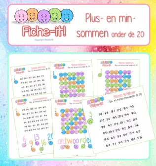 Printable: Fiche-it - plus- en min-sommen onder de 20