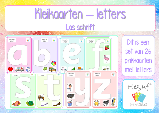 Printable: Kleikaarten - Letters los schrift