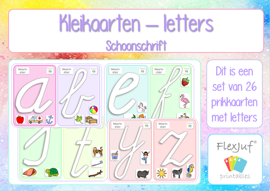 Printable: Kleikaarten - Letters schoonschrift