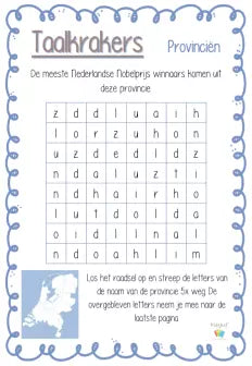 Printable: Taalkrakers 8-12 jaar: de Nederlandse provinciën