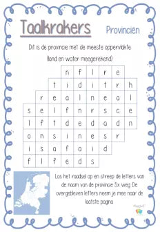 Printable: Taalkrakers 8-12 jaar: de Nederlandse provinciën