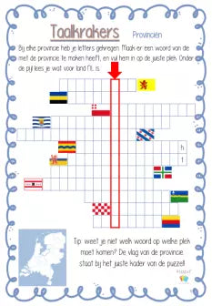 Printable: Taalkrakers 8-12 jaar: de Nederlandse provinciën