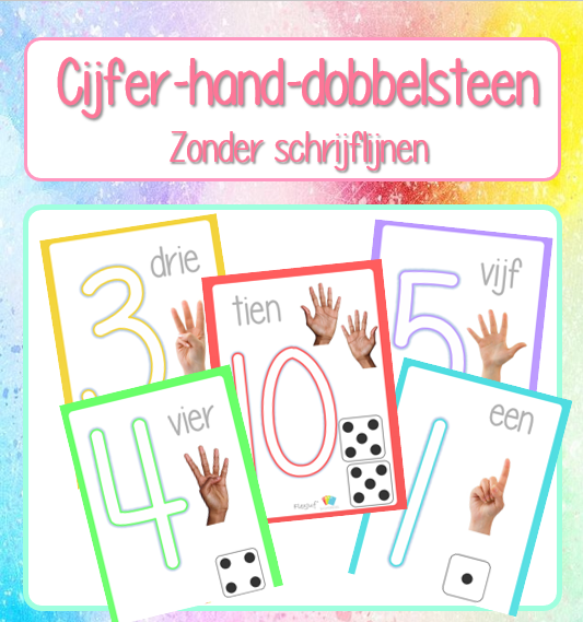 Printable: Cijfers/hand/dobbelsteen - zonder schrijflijnen