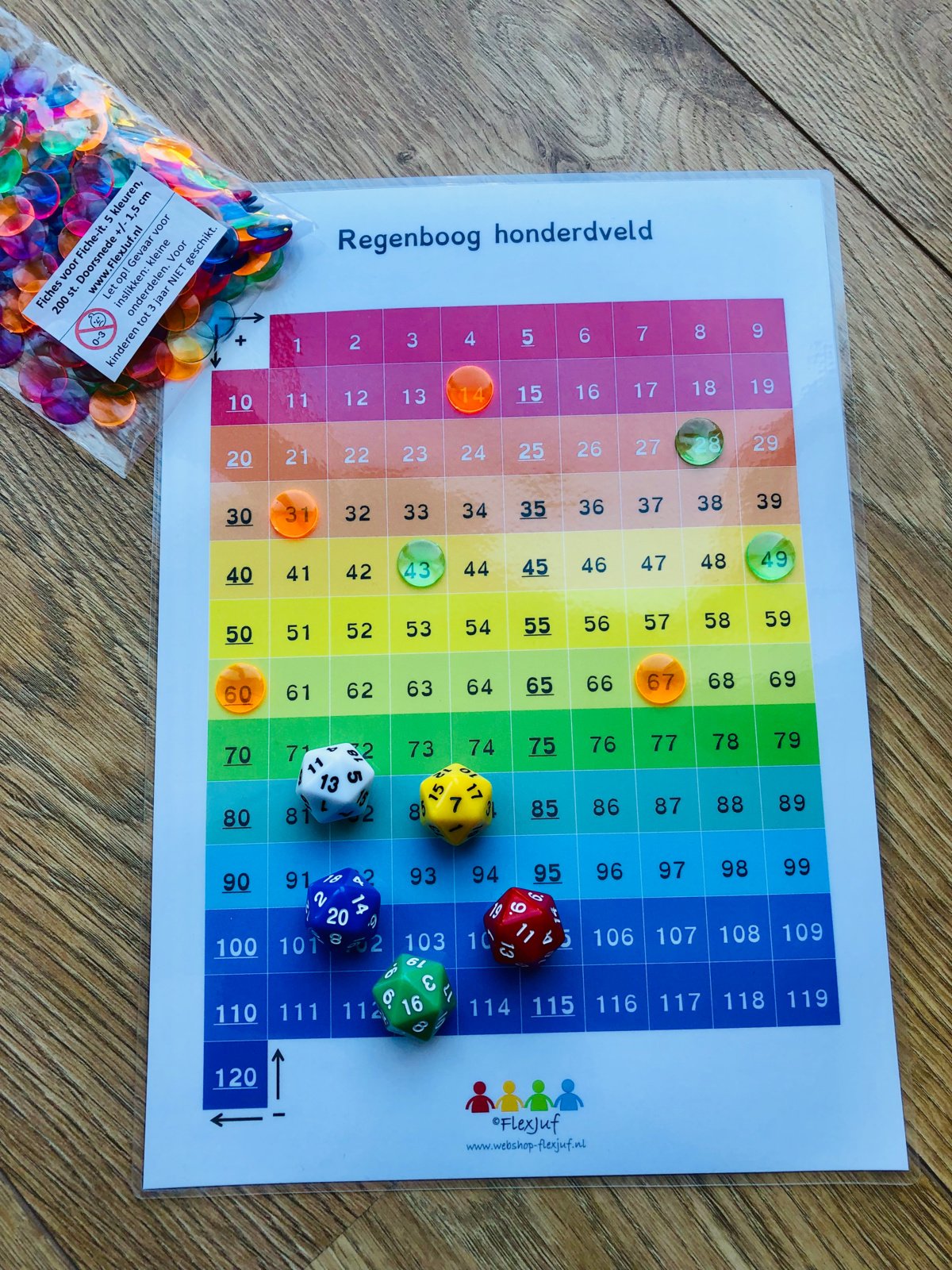 Regenboog 100-veld wisbordje