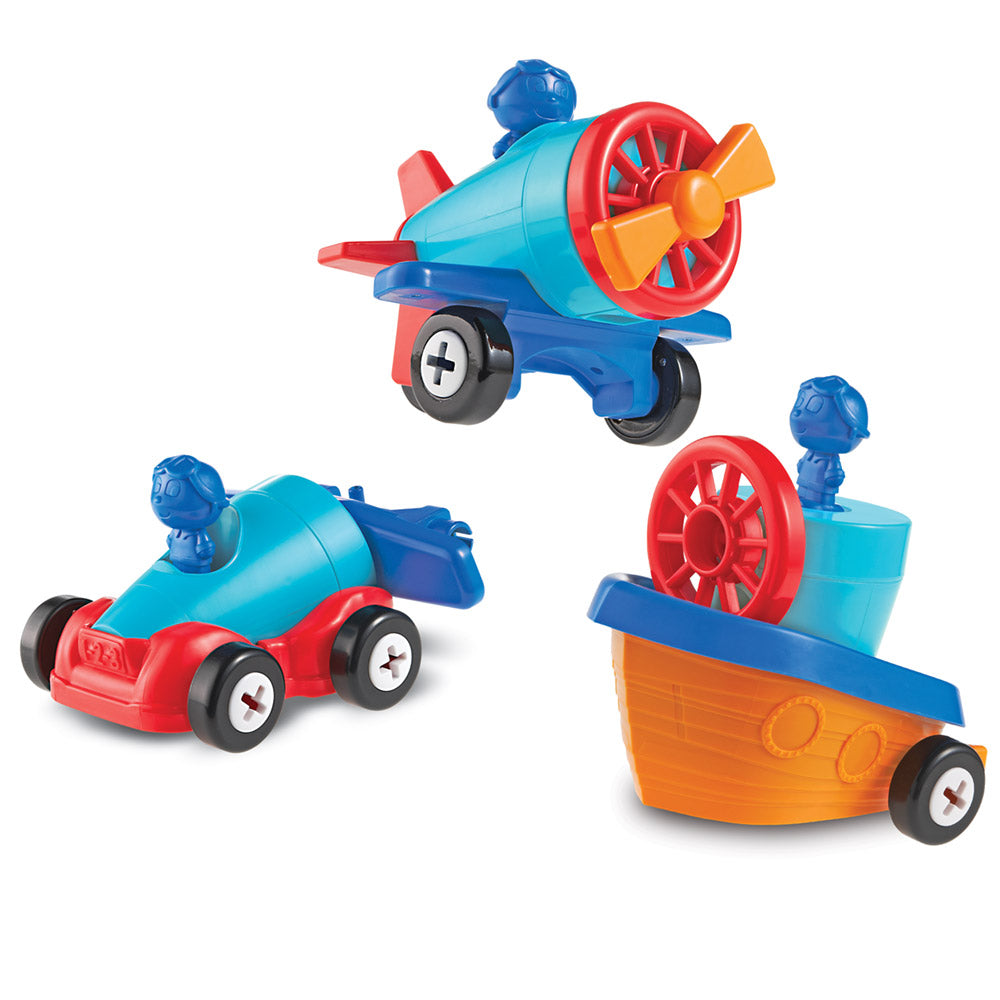 3-in-1 bouwset - Auto, boot, vliegtuig