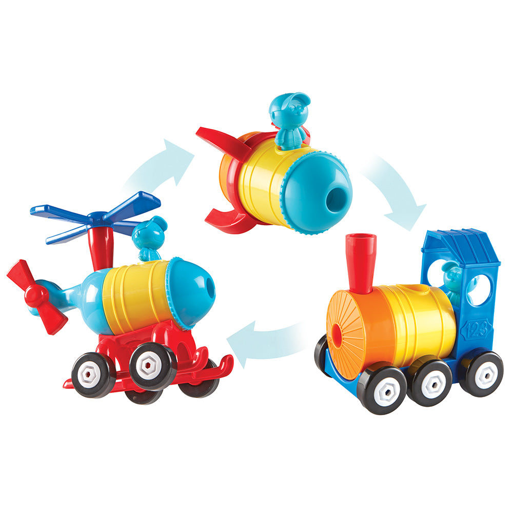 3-in-1 bouwset - Raket, trein, helicopter