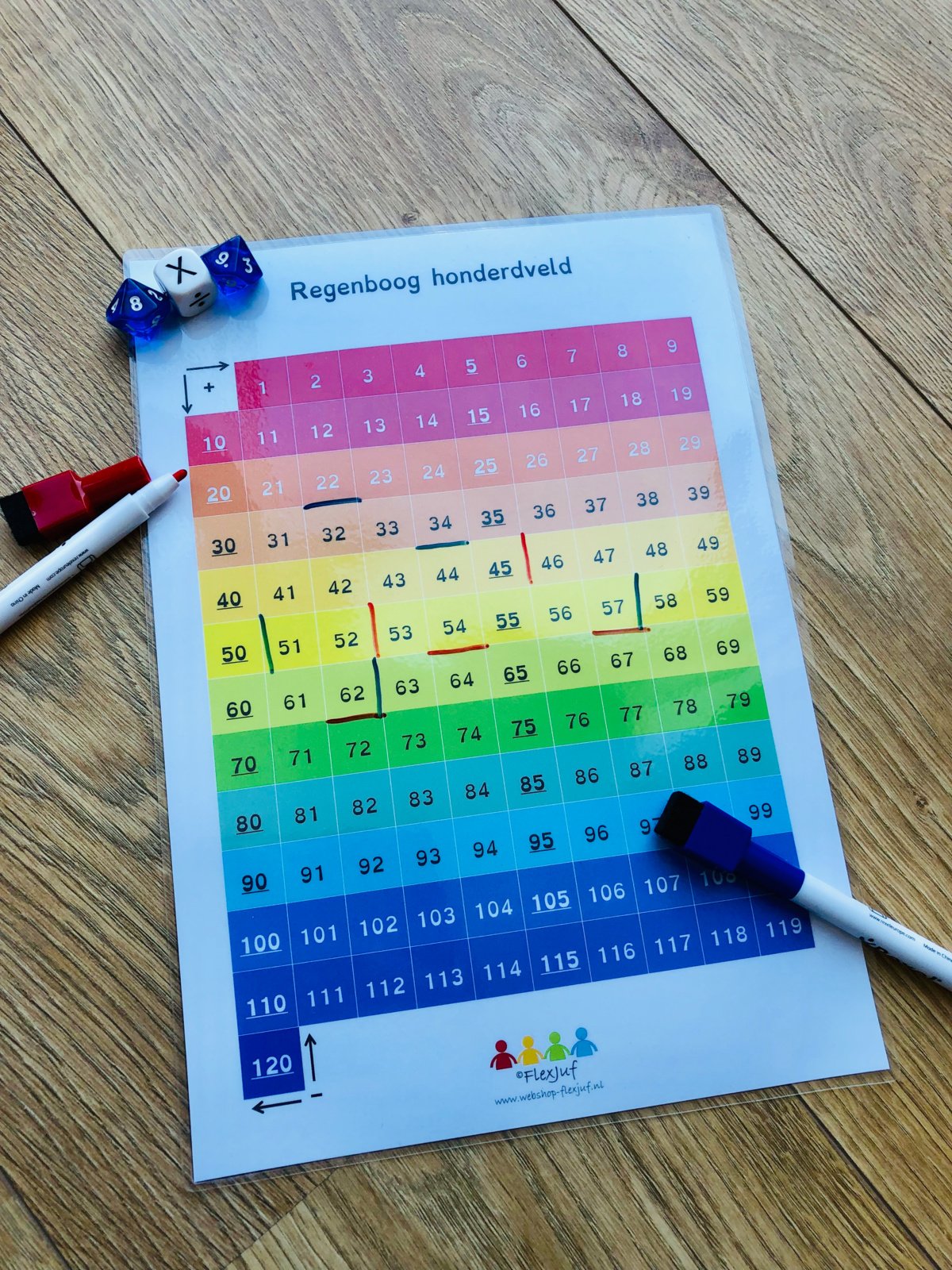 Regenboog 100-veld wisbordje