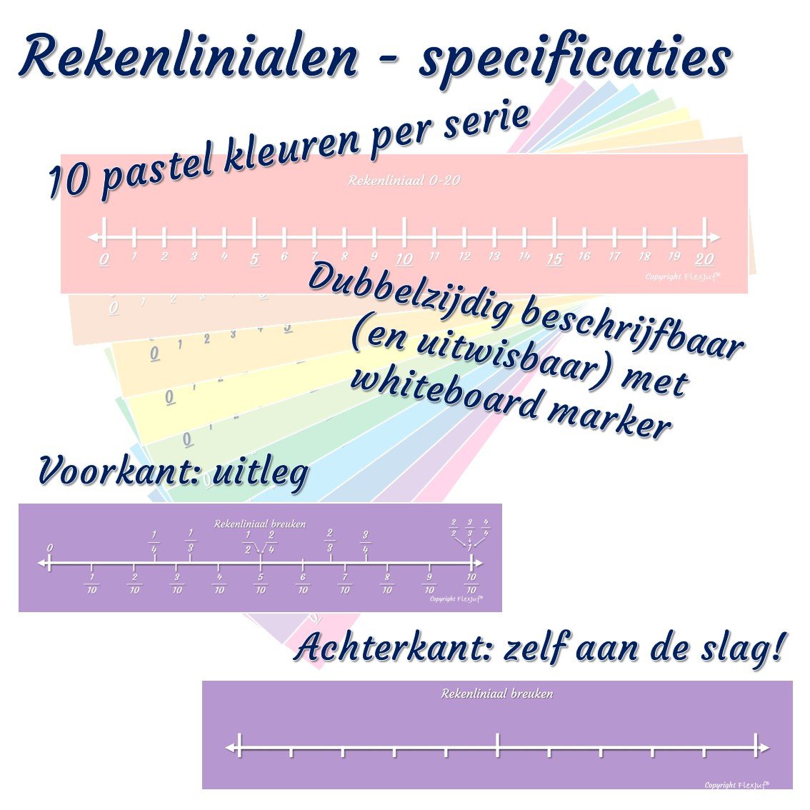 Rekenliniaal - getallenlijn 0-20 (10 st.)