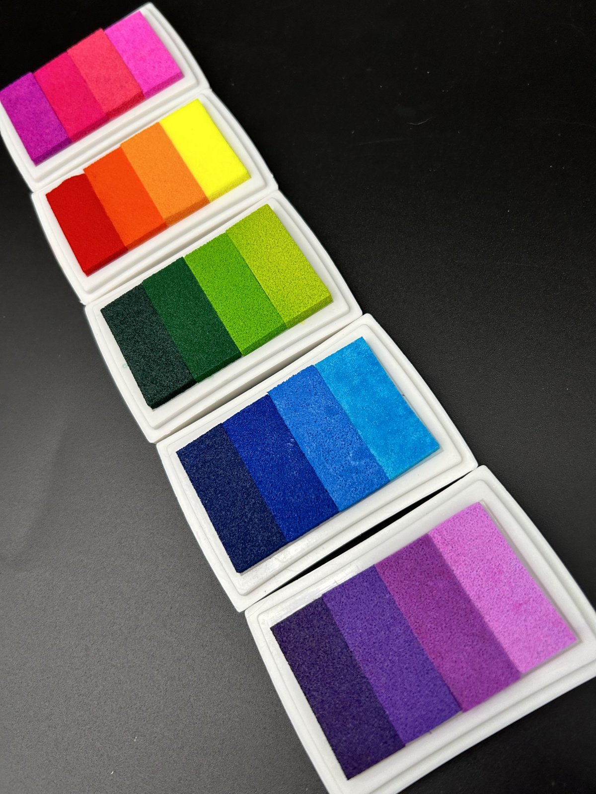 Regenboog inktpad/stempelkussen 4 kleuren 6 x 4 cm (set van 5 st.)