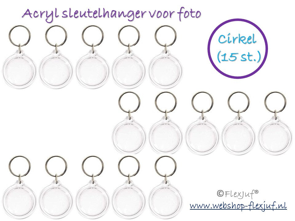 Sleutelhanger foto transparant DIY Cirkel (15 st.)