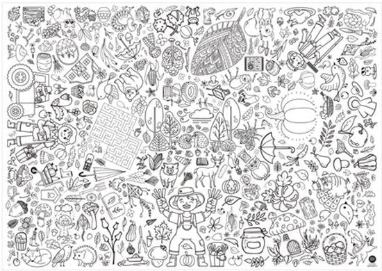 XXL groeps kleurplaat - Herfst (120 x 85 cm)