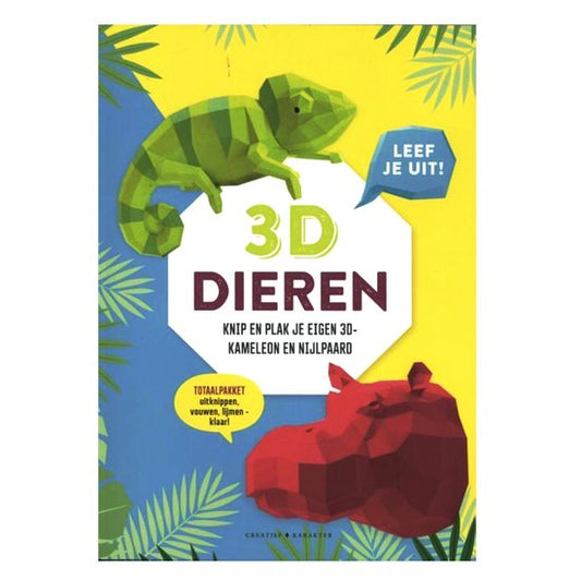 3D dieren vouwboek - Knip en plak je eigen 3D-kameleon en nijlpaard