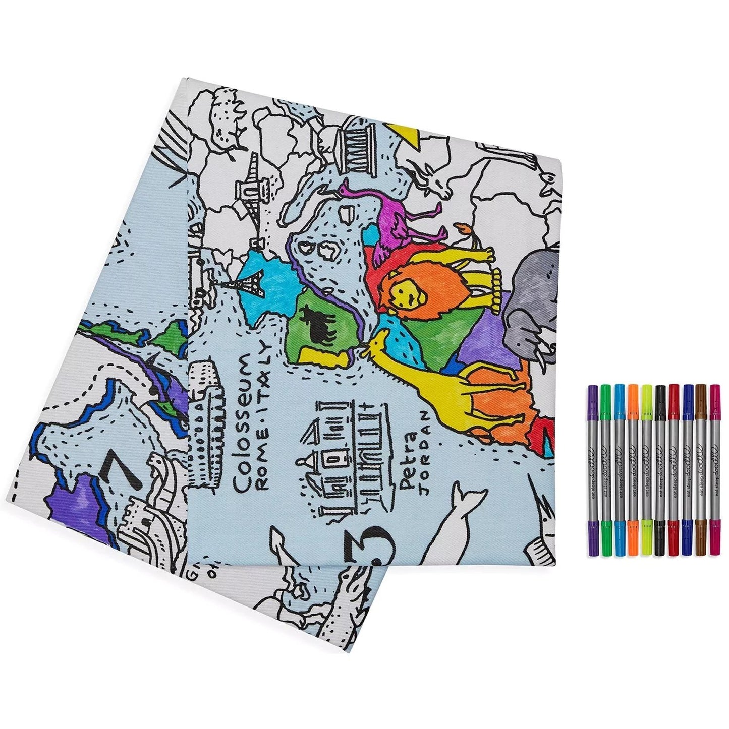 XXLkleurplaat (katoen- uitwasbaar) - Wereldkaart - Tafelkleed ca. 130 x 85 cm