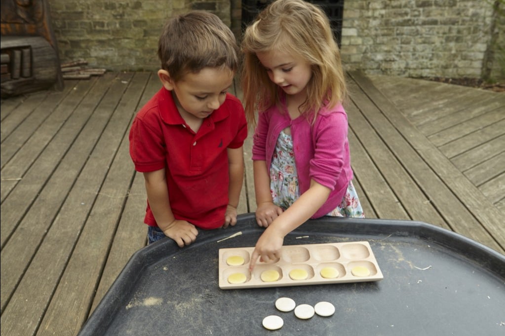 Houten sorteer tray (met 10 vakken)