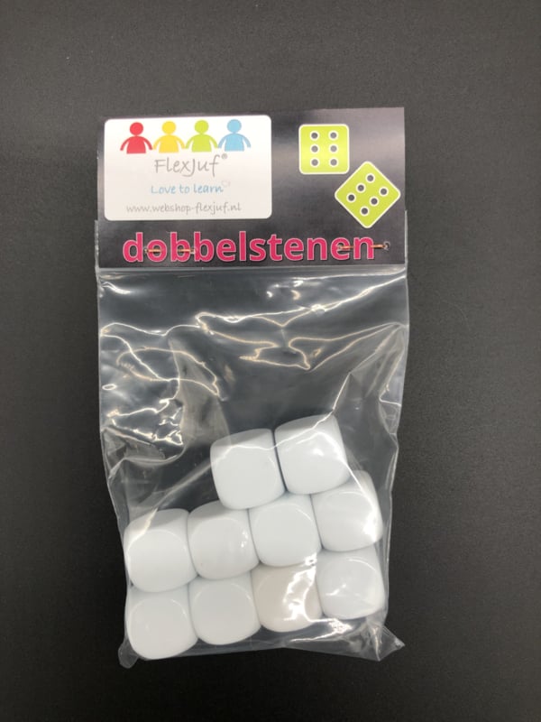 Blanco dobbelstenen 15 mm (SET van 10 st.)