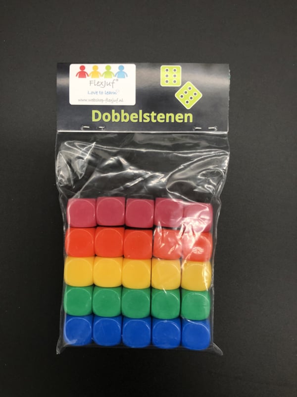 Blanco dobbelstenen gekleurd: Regenboog (SET van 25 st.)