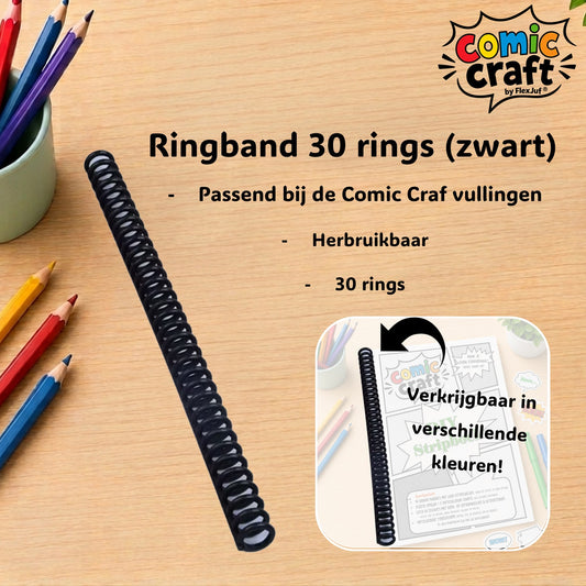 Comic Craft  - Ringband 30 rings - zwart