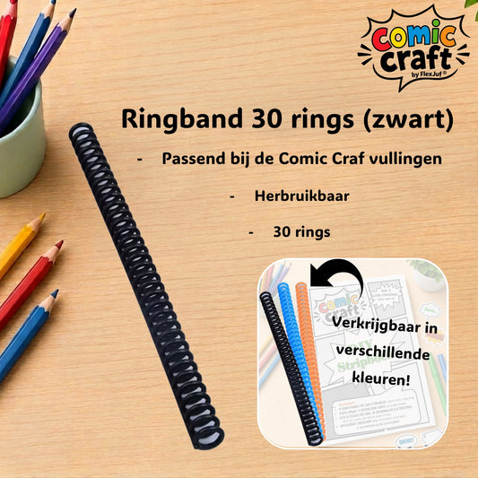Comic Craft  - Ringband 30 rings - zwart