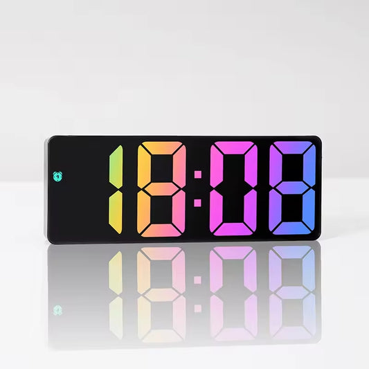 Digitale klok zwart met regenboog cijfers (16 cm)