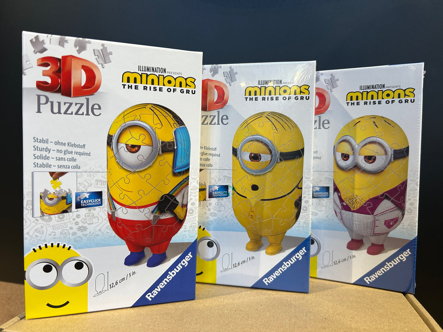 3D puzzel minions (3 stuks): Disco, Roller skater en Kong Fu