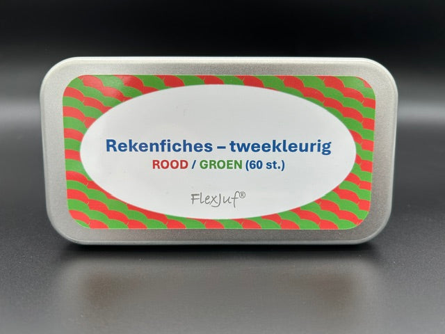 Rekenfiches tweekleurig - Rood/Groen (60 st.) Ø25 mm