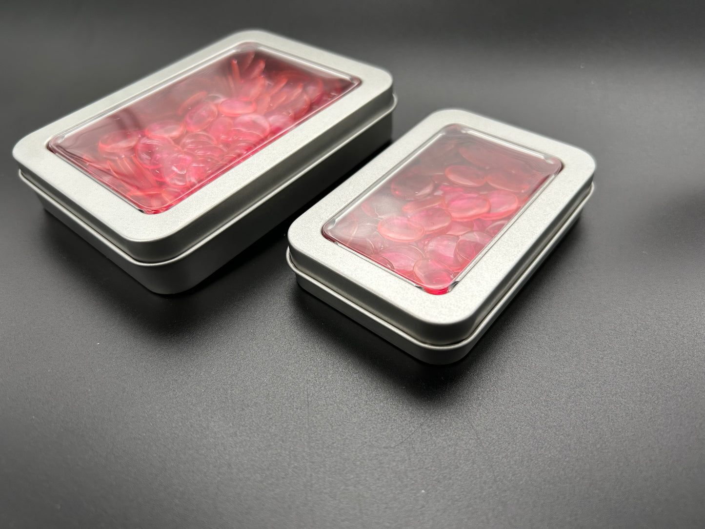 Mathe-Blätter in der Dose (8x6 cm), Transparent-Pink (100 Stk.)