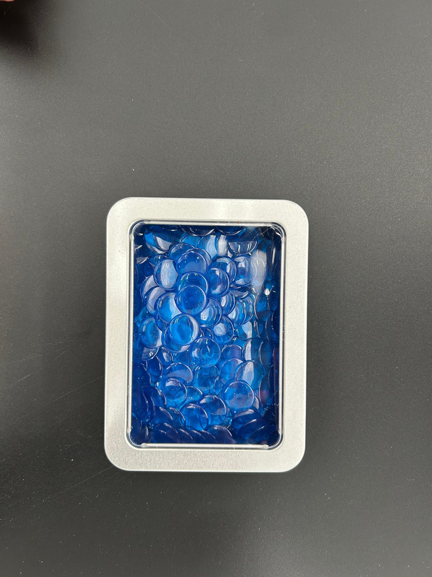 Rekenfiches in blikje (12x8 cm), Transparant blauw (200 st.)