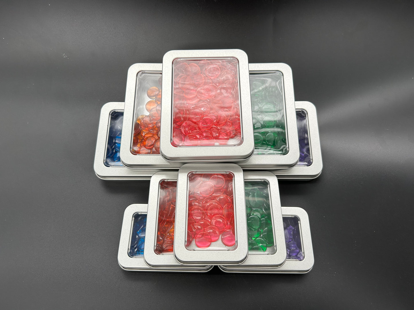 Voordeelset Rekenfiches in blikje, variabele kleuren (5 x 100 st.)