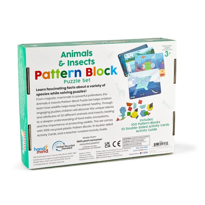 Pattern Blocks - Dieren  & Insecten puzzel set