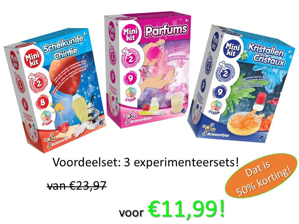 OP=OP!! Voordeel experimenteersets (3 stuks) met 50% korting!