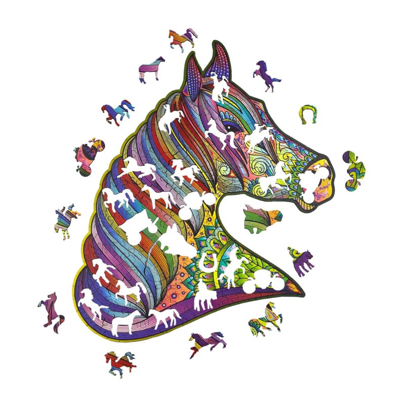 Vurig paard 34 x 34 cm - Houten puzzel (202 unieke stukjes)