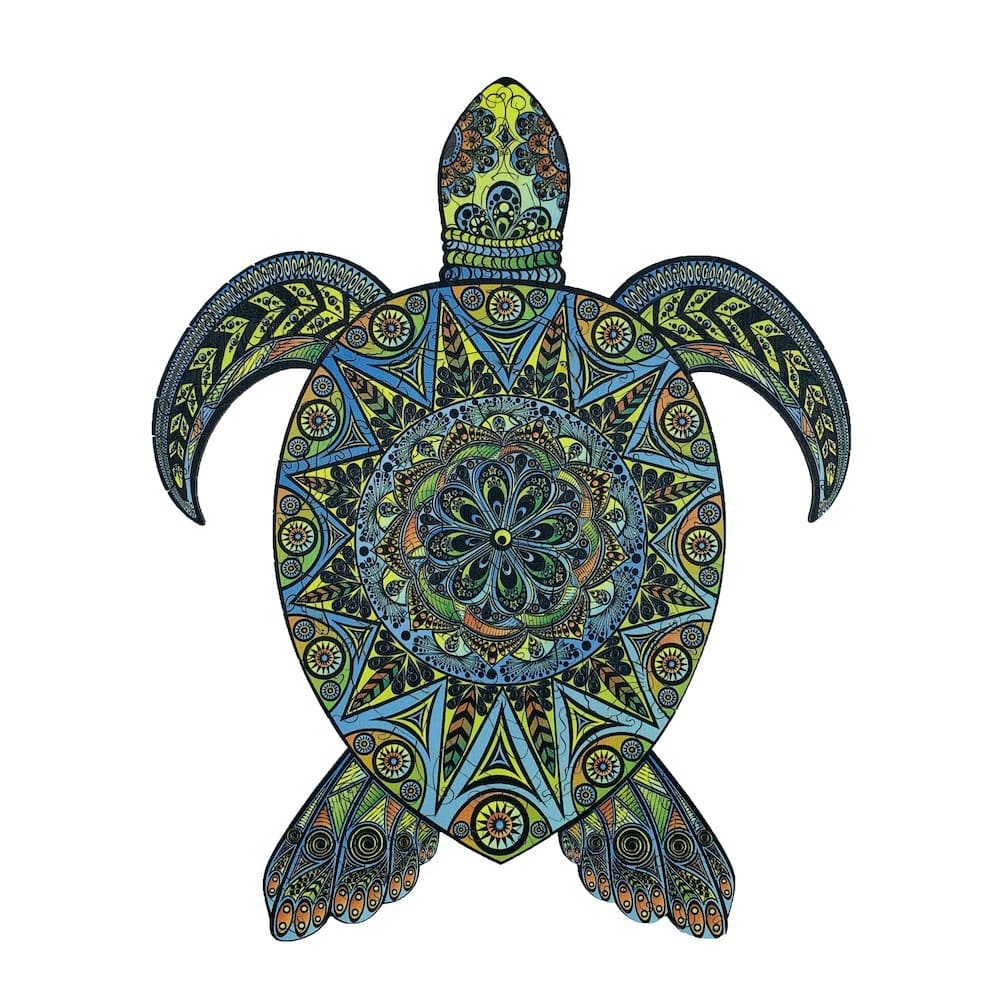 Tropische schildpad 29 x 36 cm - Houten puzzel (200 unieke stukjes)