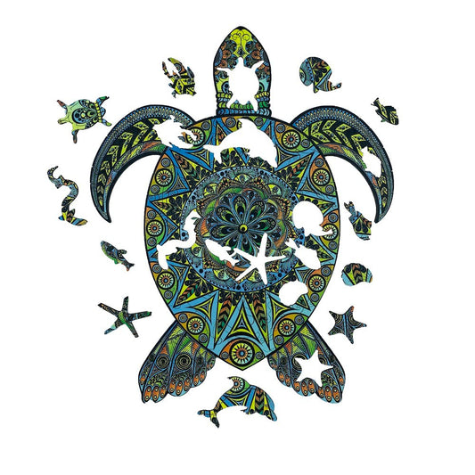 Tropische schildpad 29 x 36 cm - Houten puzzel (200 unieke stukjes)
