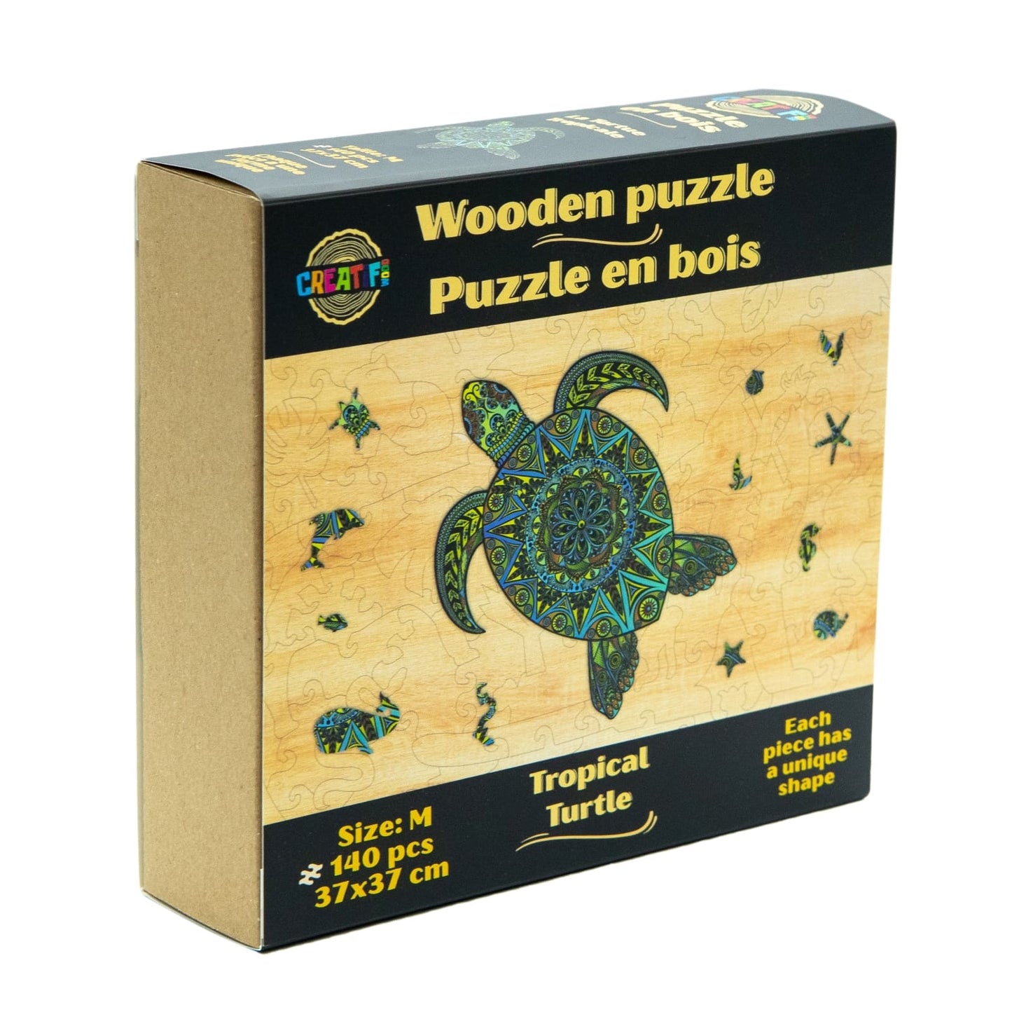 Tropische schildpad 29 x 36 cm - Houten puzzel (200 unieke stukjes)