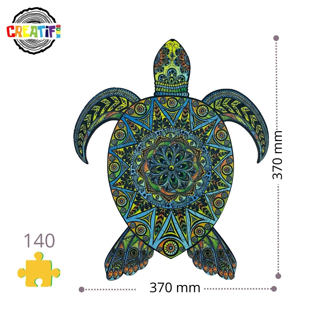 Tropische schildpad 29 x 36 cm - Houten puzzel (200 unieke stukjes)