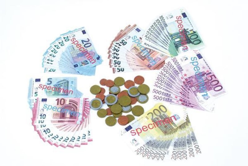 Speelgeld Euro's, set van 114 stuks