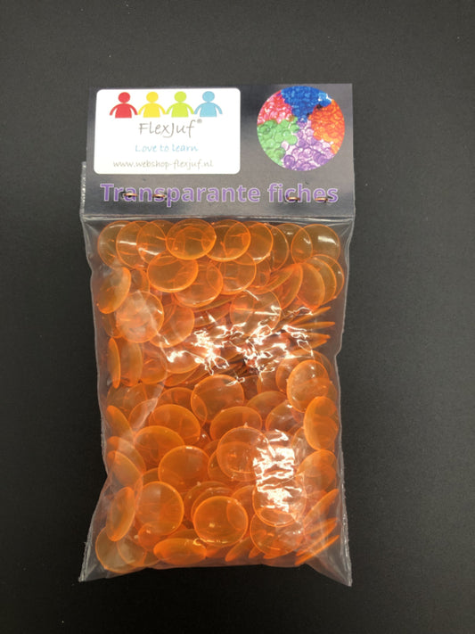 Rekenfiches transparant Oranje Ø15 mm