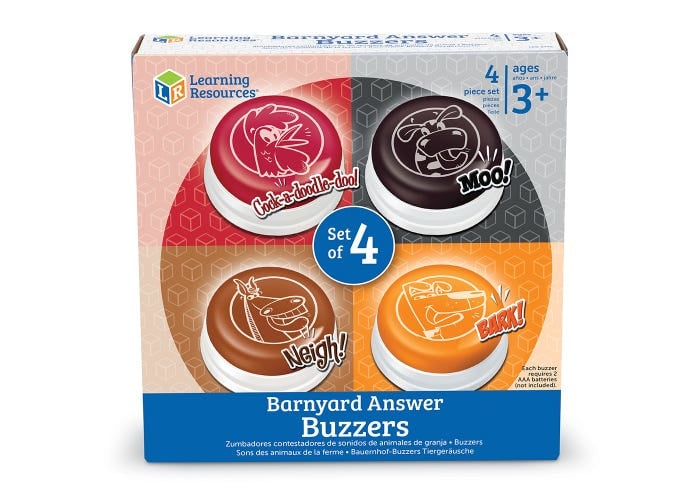 Antwoord buzzers dierengeluiden (set van 4)