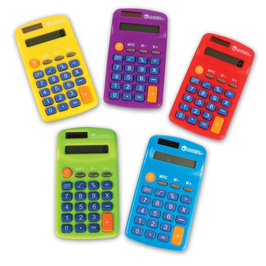 Rekenmachine vrolijke kleuren, set van 5 st.