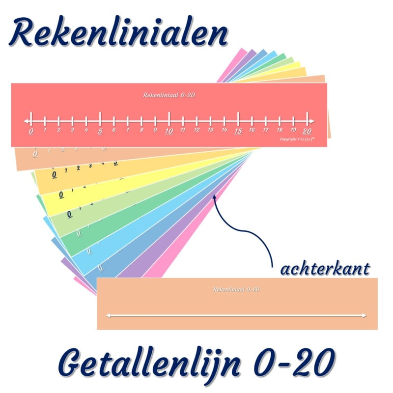 Rekenliniaal - getallenlijn 0-20 (10 st.)